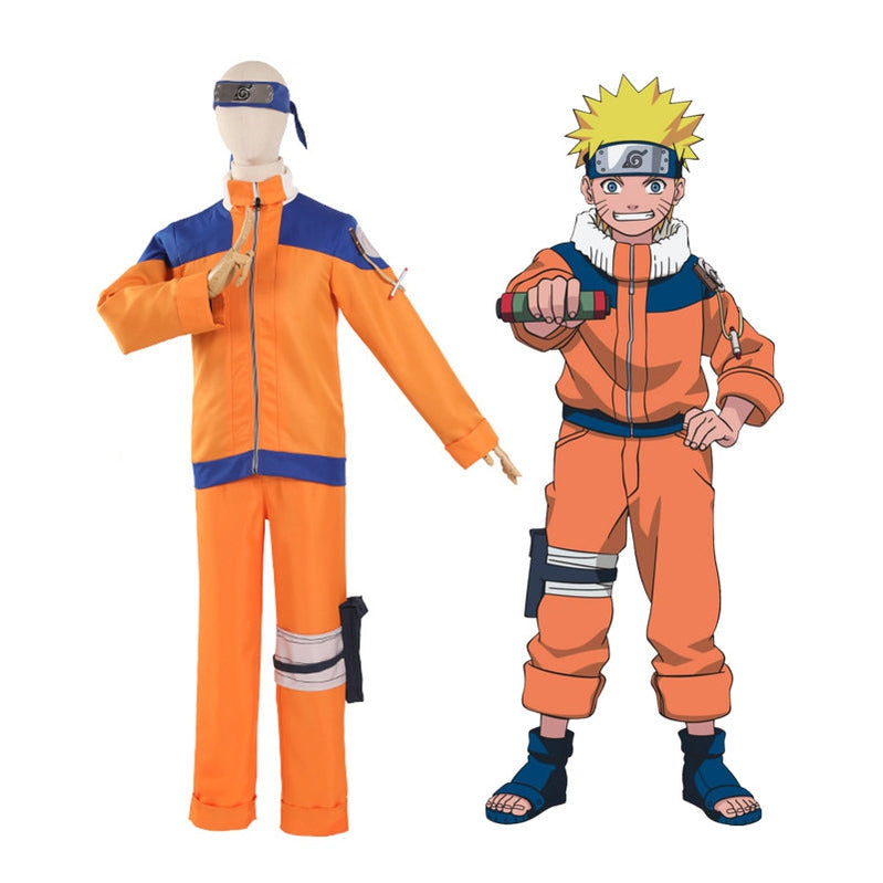 Japanese Anime NARUTO Uzumaki Naruto Cosplay Costume Wig Set Ninja  Halloween Party Performance